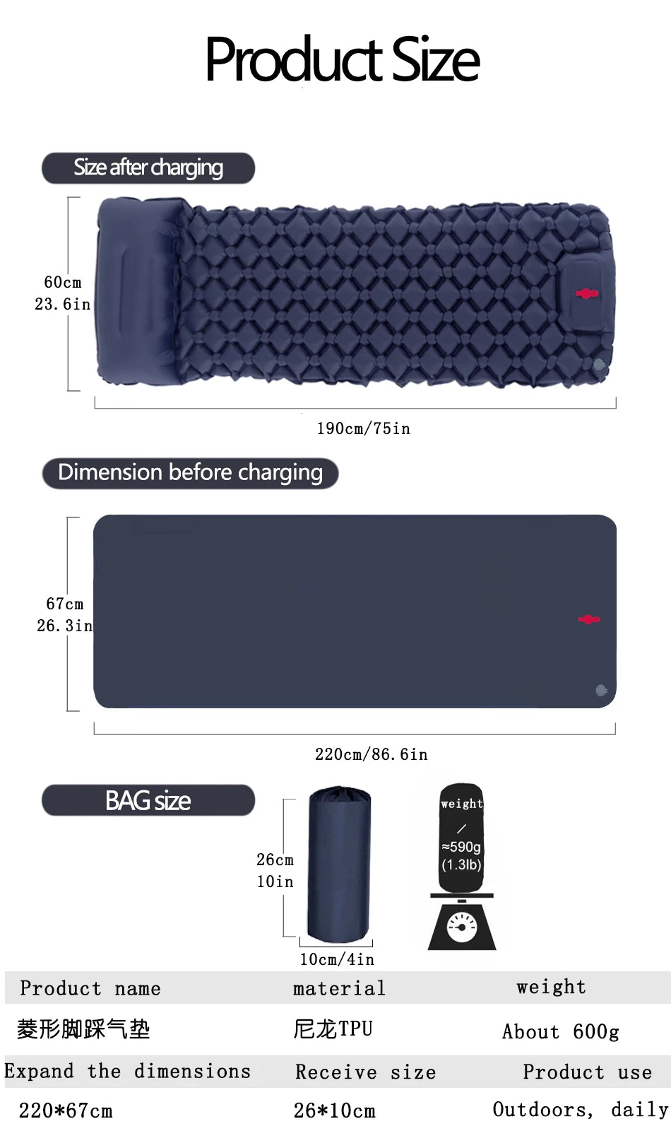 Inflatable Camping Sleeping Pad | Welloam