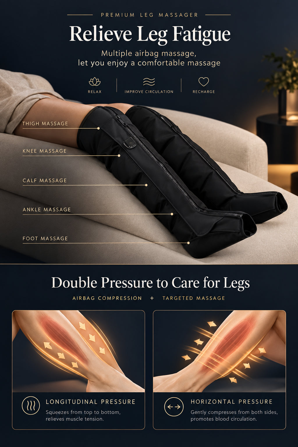 PulseEase Air Compression Leg & Foot Massager
