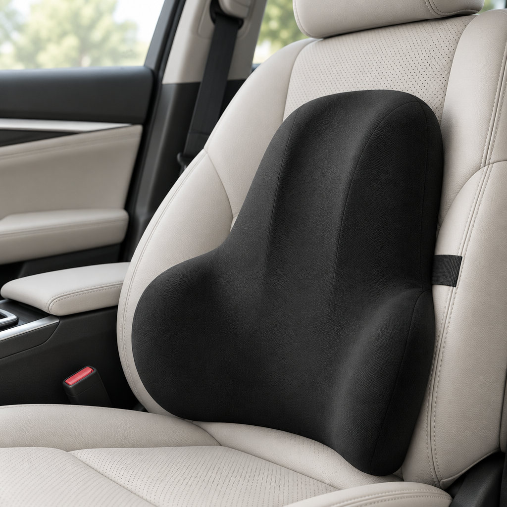 Side view of cushion against a car seat